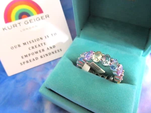 KURT GEIGER LONDON  Pastel Colors Oval Crystal Eternity Band Ring Size 8 NIB - Picture 1 of 13