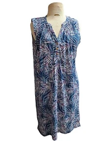 Caribbean Joe Hawaiian Dress Women’s L Palm Leaves Beach Sleeveless Resort NWT - Picture 1 of 8
