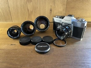 *Rare 4 Lens : Near Mint* Canon EX Auto QL Camera 35 50 95 125mm Set From Japan - Picture 1 of 12