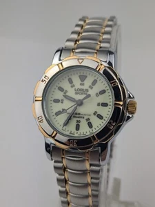 Vtg NEW OLD STOCK Lorus Two Tone Quartz Watch 26mm Ladies V515-6080 Sport - Picture 1 of 7