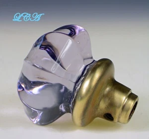 Pristine RARE antique SUN COLOR PURPLE glass polished BRASS functional DOOR KNOB - Picture 1 of 8