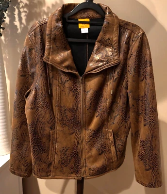Ruby Rd. Women Brown Gold Black Faux Snakeskin  Jacket  Size 14 - Image 1 of 4