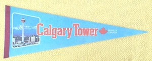 Vintage Calgary Tower CANADA Felt Pennant, 23.5" Length Light Blue - Picture 1 of 4