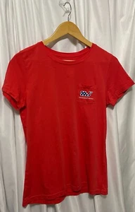 vineyard vines Mädchen T-Shirt Mohnrot 100% Baumwolle Wal Americanna Crew S - Bild 1 von 4