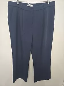 Abercrombie Fitch pantaloni eleganti gamba larga 35/20R blu navy plissettati vita alta nuovi - Foto 1 di 7