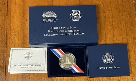 2003-P First Flight Centennial PROOF Clad Half Dollar Comm Coin 92%-Cu w/OGP COA Cover