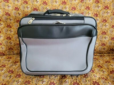 Joy Mangano Bolso de Viaje Rodante Laptop Ropa Maletín Gris y Cuero. See Des Foto 1 de 4