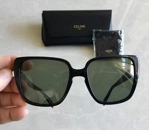 $495 Authentic Celine Paris Butterfly Oversized Black Sunglasses / Leather case - Picture 1 of 10
