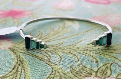 Bracelete Rebecca Minkoff Skinny Cuff, Azul-multi, Silvertone, Novo com etiquetas - Imagem 1 de 4