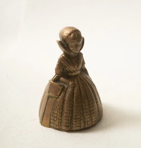 Brass English Maiden Bell (B1B) England (JSF6) Victorian Woman w/Bag Bonnet - Picture 1 of 8