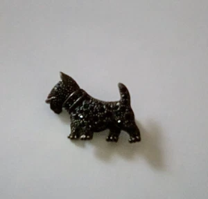 Vintage SCHWARZE SCOTTIE HUND BROSCHE / ANSTECKNADEL mit STRASS Modeschmuck - Bild 1 von 2