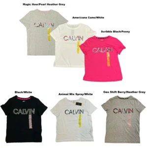 NEW Women's CALVIN KLEIN Logo Tee Magic Hour/Pearl Heather Grey, Medium - Picture 1 of 1