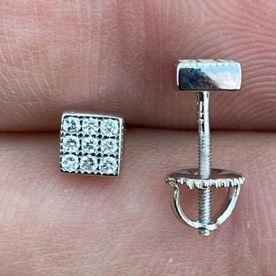 Men's Cluster Screw Back Stud Earrings 0.40CT Round Lab Grown Diamond 14K Gold - Image 1 of 4