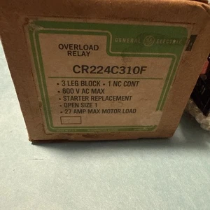 NIB General Electric GE CR224C310F Overload Relay Block 600V Max 27A Open Size 1 - Picture 1 of 8