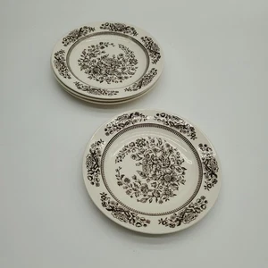 4 Vintage Royal Sussex Made in the USA Brown Transferware Salad Plates - Picture 1 of 6