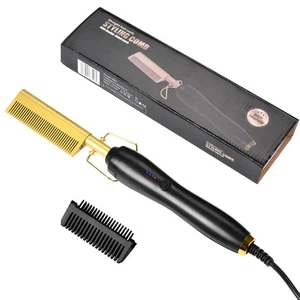 Plancha de pelo eléctrica con peine caliente, peine alisador eléctrico para pelucas, afro - Imagen 1 de 5