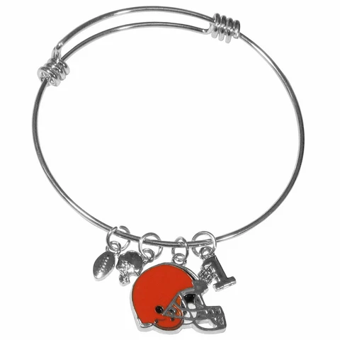 Cleveland Browns Wire Bangle Bracelet with Charms NFL Football Jewelry Cover
