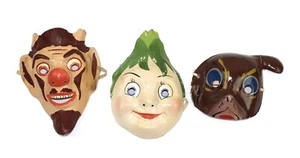 VINTAGE New Year's Carnival masks 3 pcs., papier mache, Lithuania, USSR - Picture 1 of 21