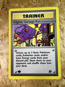 Pokemon 1st Edition Card  Nightly Garbage Run  77/82  Team Rocket Set INK ERROR - Picture 1 of 6