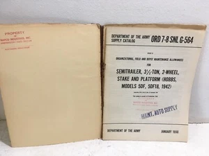 ORD 7-8 SNL G-564. Maintenance Alwnc for Semitrailer, 3-1/2 ton. 5DF/18. 1950 - Picture 1 of 4