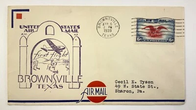 United States Airmail First Flight Brownsville Texas 1939 Envelope HH351 - Image 1 of 4