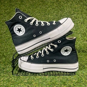 Zapatillas deportivas Converse para mujer talla UK 5,5 plataforma elevadora negras blancas zapatos informales altos - Imagen 1 de 9
