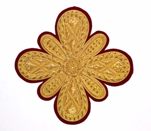 Greek Liturgical Embroidered Gold Cross Applique For Vestments - Picture 1 of 7