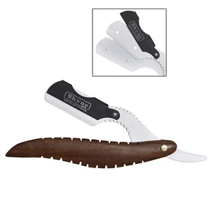 Brown & White Straight Cut Throat Shaving Razor Wooden Barber Hair Salon - Picture 1 of 1