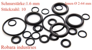 O ring anello zero Ø interno 2-64 mm spessore cavo 1,6 mm materiale: NBR 70 10 pezzi - Foto 1 di 1