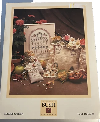 VTG `88 Shepherd's Bush English Garden Counted Cross Stitch Four Charts - Image 1 of 4