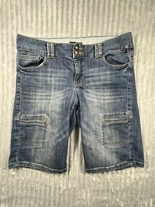 Tommy Hilfiger Denim Cargo Shorts Womens 8 Mid Rise Bermuda Flat Front 10.5" 32W - Picture 1 of 16