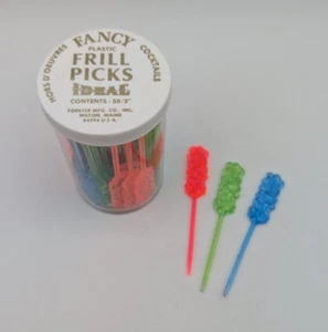 50 Vintage 1960's Blue Green Pink Tiki Cocktail Picks Translucent Bar Wear Party - Picture 1 of 5