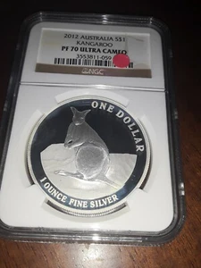 Australia 2012 Silver Proof Kangaroo NGC PF 70 Ultra Cameo $1 Rare - Picture 1 of 3