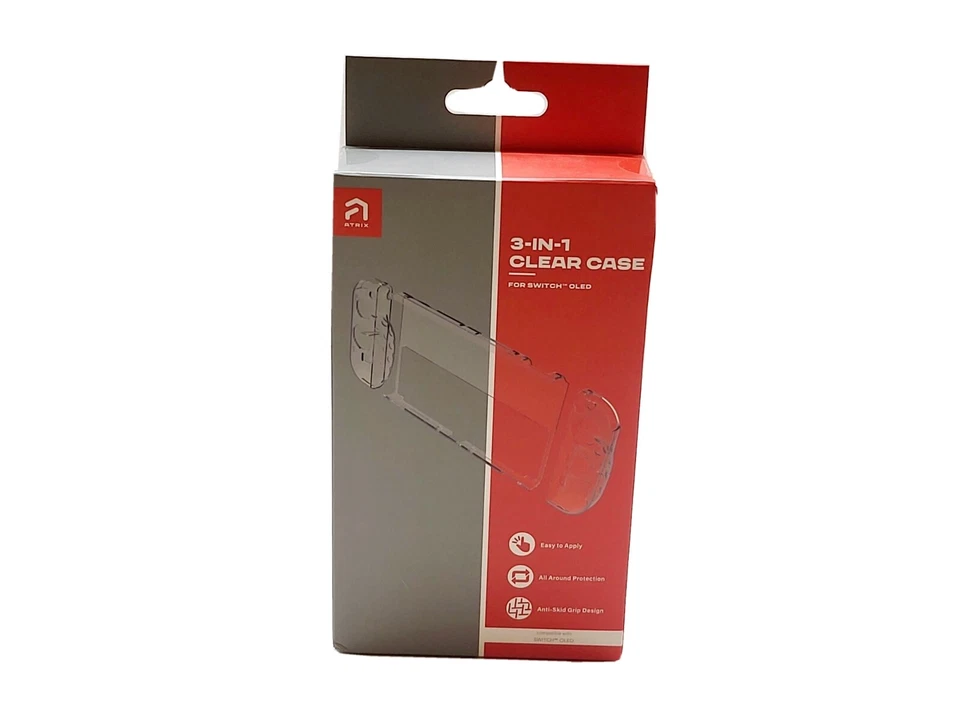 Atrix Nintendo Switch OLED 3 in 1 clear case Anti-Skid Grip. GeekNet