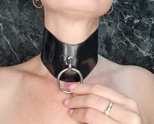 Latex Collar Corset Binding Neck Collar Adjustable BDSM Fetish Punk Cosplay - Picture 1 of 4