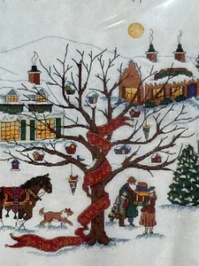 VTG Cross Stitch Kit Christmas Village Tree Skirt Designed by Charles Wysocki - Picture 1 of 14