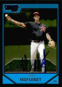 Edwin Maysonet Signed 2007 Bowman Chrome Prospects card Houston Astros