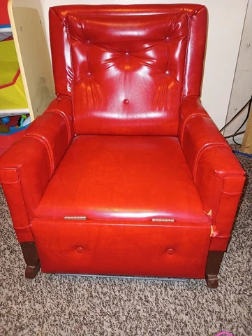 Vintage Child Rocking Chair - 1970's - Kids - Red Vinyl - Children Cover