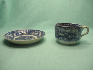 Antike Petrus Regout Maastricht Abtei Tasse/Teller 5 3/4" Holland Delft Flow blau - Bild 1 von 23