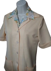 Vintage Butter Yellow Polyester Pant Suit w/Floral Shirt Size 10 PLEASE READ - Picture 1 of 12