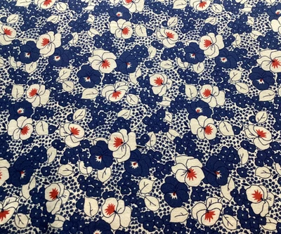 Tecido de reprodução Kansas City Star Pansies em uma cesta de trabalho Brackman 1930 1940 - Imagem 1 de 4