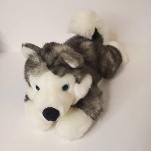 Aurora Husky Dog Wolf Plush 12" Fluffy Plush Soft Stuffed Animal Blue Eyes - Imagen 1 de 8