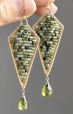 Orecchini fatti a mano in argento sterling 925 con pietra preziosa... - Immagine 1 di 4