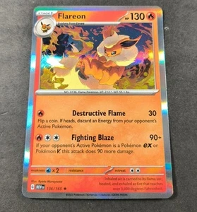 Pokemon 151 Flareon Holo Rare Card 136/165 NM - Picture 1 of 1