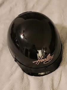 Harley-Davidson Motorcycles Women's M (57-58 Cm) DOT Half Helmet Black W/ Pink   - Picture 1 of 10