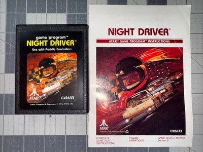 Night Driver For Atari 2600 Video Game Cartridge Vintage With Manual - Image 1 of 2