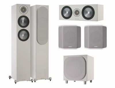 Monitor Audio Bronze 6G Cinema 200 Heimkino Lautsprecher-Set weiß matt/ grau