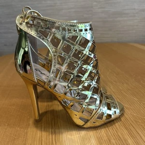 Qupid JEALOUS-18 elegante Damen-Sandalen metallic goldfarben Größe 9 mit Absatz - Bild 1 von 7