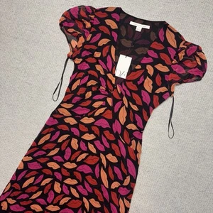 Diane Von Furstenberg Red Lipstick Dress Midnight Kiss Silk & Sheer Women’s Sz 8 - Picture 1 of 7