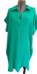 Abito donna Coastal Comfort taglia XL verde manica corta 100% cotone NUOVO - Foto 1 di 12